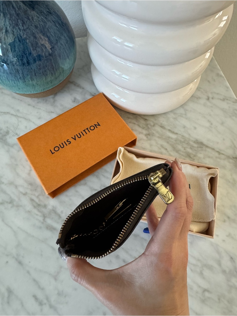 Louis Vuitton Brown Damier Ebene Zippered Card & Coin Pouch - Picture 3 of 3